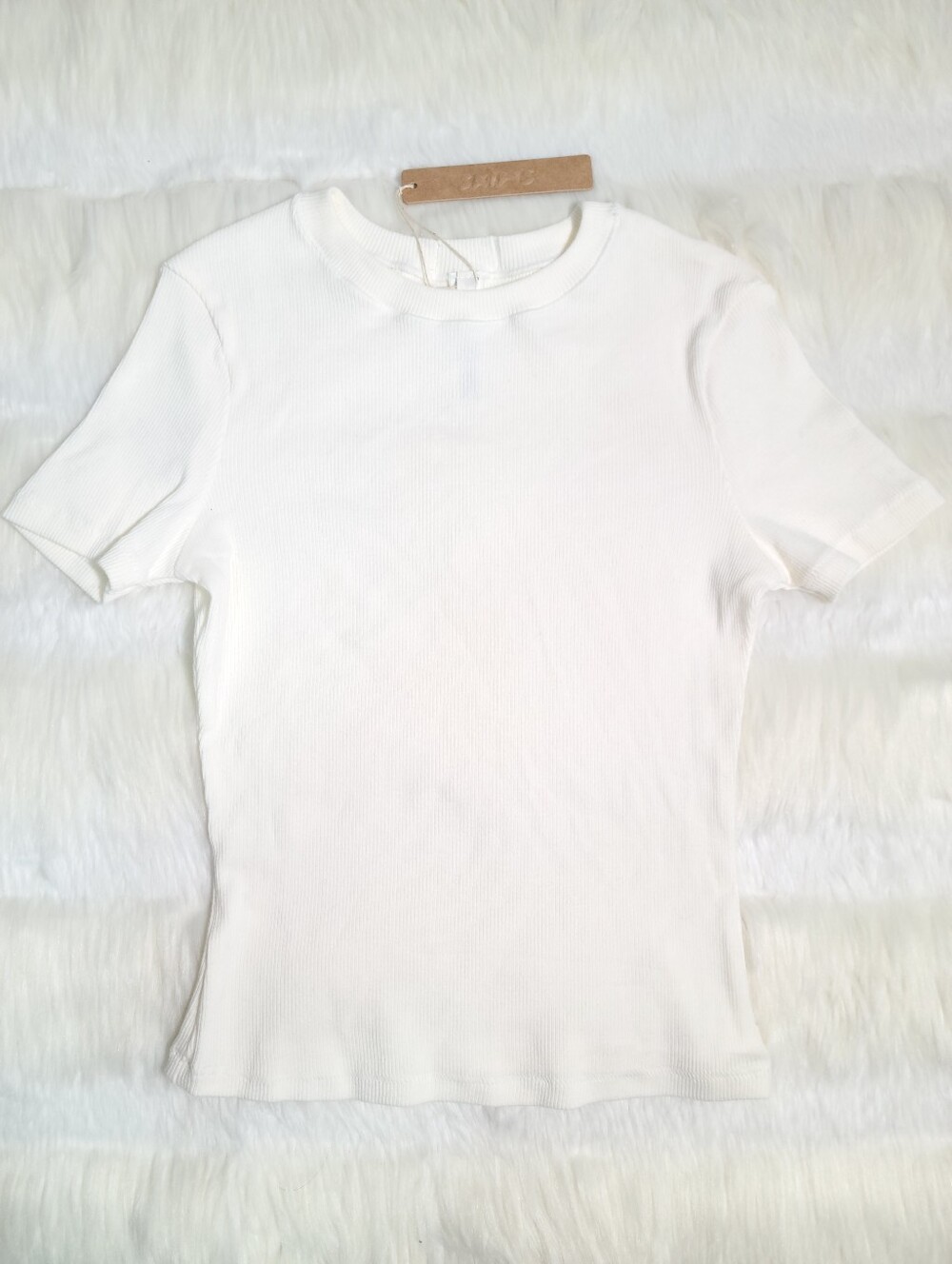 SKIMS Cotton Rib T Shirt White Marble Women XS NEW